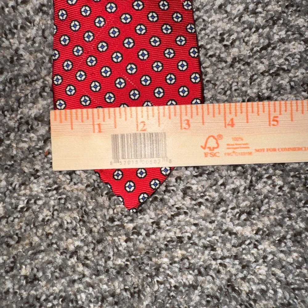 Vintage Polo‎ Ralph Lauren Silk Tie Red Geometric Medallion Handmade USA